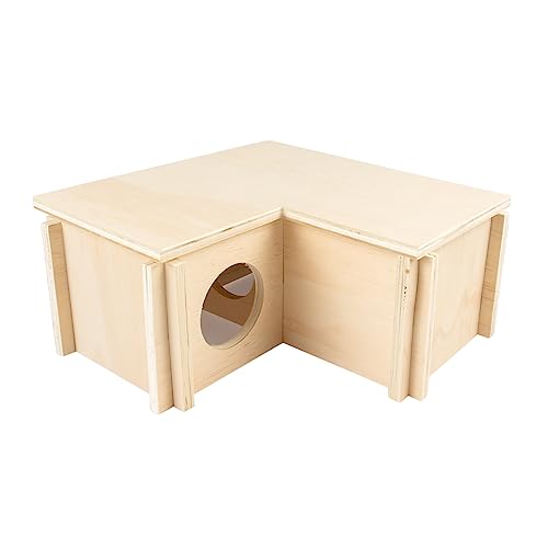 Duvoplus Bungalow aus Holz, L-Form, für Nagetiere, 24 x 24 x 11 cm, Farbe Holz von Duvoplus