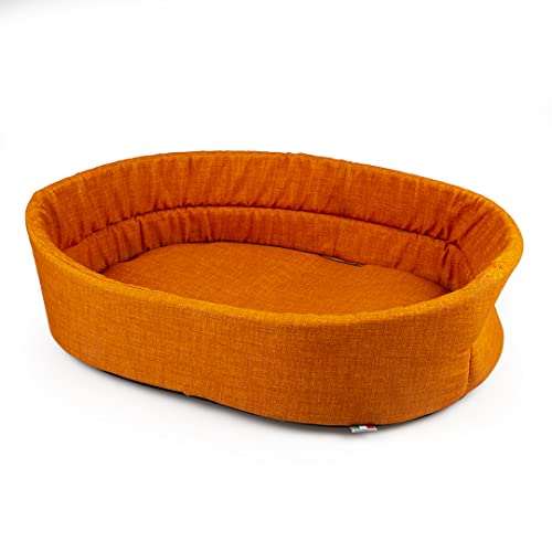 Duvoplus, Dogrelax Eingang, Samt, Tangerine, 40 x 25 x 13 cm, Orange, gepolstertes Kissen für Hunde, waschbar bei 30 °C, Elegantes Design, geeignet für Korb, Bequeme Position von Duvoplus