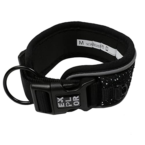 duvoplus, Ultimate Fit Comfy Control Halsband mit reflektierenden Nähstreifen, Größe XS – 30-33 cm, Granit, Schwarz, für Hunde, strapazierfähige und schnell trocknende Materialien von Duvoplus