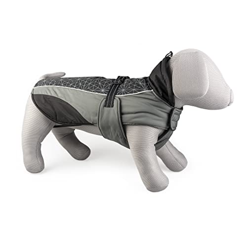 duvoplus, Hundejacke Hi Vis Casual XL – 70 cm schwarz/grau, 100% Polyester, vollständig gepolstert, außen wasserdicht, reflektierende Streifen auf der Rückseite, Klettverschluss, Verschluss von Duvoplus