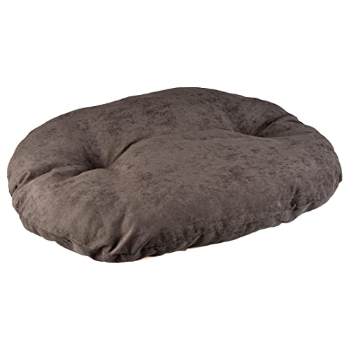 Duvoplus, Ovales Kissen aus Velvet, Größe M – 80 x 64 x 7 cm, Anthrazit, ökologisch, Füllung 100% recycelt, Rutschfester Boden, bequemer und Warmer Schlafplatz für Hunde von Duvoplus