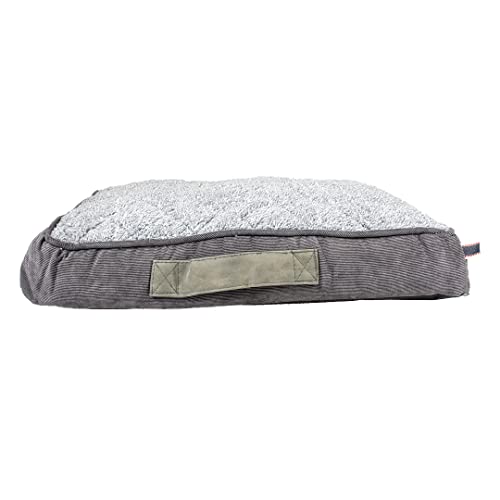 Duvoplus, Rechteckiges Kissen Corduroy Ash M – 71 x 48 x 8 cm, schwarz/grau, Abnehmbarer Bezug mit Reißverschluss, Cord kombiniert mit einem Topping aus Sherpa, Füllung PP von Duvoplus