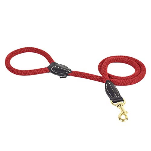 duvoplus, Leine aus robustem und weichem Nylon mit Leder-Finish, Produktreihe Explor Forest, Größe 115 cm/14 mm, rot, für Hunde, ideal für abenteuerliche Spaziergänge und Expeditionen von Duvoplus