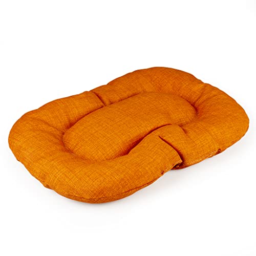 Duvoplus, Ovales Kissen, genäht, Samt, Tangerine, 81 x 55 x 8 cm, Orange, gepolstertes Kissen für Hunde, waschbar bei 30 °C, Elegantes Design, geeignet für Korb, Bequeme Position von Duvoplus