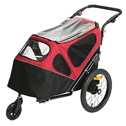 duvoplus, Pet Trailer 2-in-1 123 x 62 x 96 cm, Schwarz/Rot, Schwarz/Rot, Hund von Duvoplus