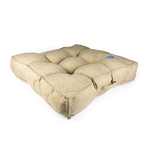 duvoplus, Quadratisches Kissen Quadri, 86 x 86 x 18 cm, Beige, für Bett/Korb/Sofa/Tipi, Beige/Hund von Duvoplus