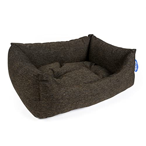 Duvoplus, Hundebett, rechteckig, King Braun, 110 x 85 x 26 cm, Braun, gepolstertes Kissen, breite Bequeme Kanten, Bequeme Position, geeignet für Hundebett, waschbar bei 30 °C, Elegantes Design von Duvoplus