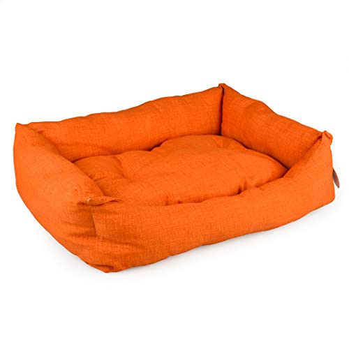 Duvoplus, Rechteckiges Hundebett, Samt, Tangerine, 45 x 30 x 15 cm, Orange, gepolstertes Kissen für Hunde, waschbar bei 30 °C, Elegantes Design, geeignet für Korb, Bequeme Position von Duvoplus