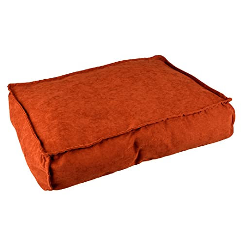 Duvoplus, Rechteckiges Kissen Velvet Copper S – 56 x 40 x 13 cm, rot, umweltfreundlich, Füllung 100% recycelt, Rutschfester Boden, bequemer und warmer Schlafplatz für Hunde von Duvoplus