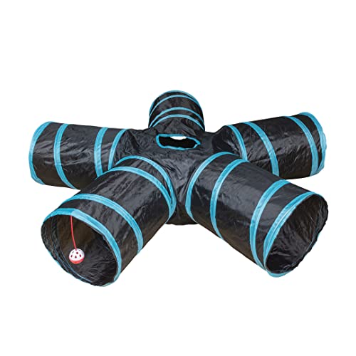 duvoplus, Spieltunnel Star 100 x 25 cm blau/schwarz, Spielzeug, Blau/Schwarz, Katze von Duvoplus