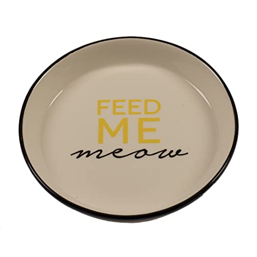 duvoplus, Feed Me Meow Futternapf, Ø 15,5 cm, 360 ml, schwarz, hochwertige glasierte Keramik, robust und stabil, für feuchte Lebensmittel, trockene Lebensmittel und Wasser, spülmaschinenfest von Duvoplus