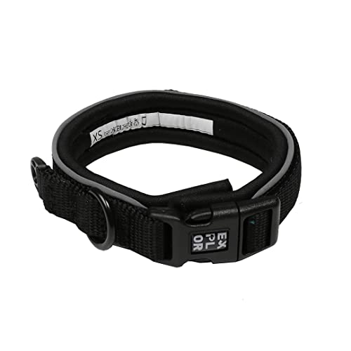 duvoplus, Ultimate Fit Comfy Fashion Halsband mit reflektierenden Nähbändern Größe XL – 52 – 61 cm Granitschwarz für Hunde, widerstandsfähige Materialien, schnelltrocknend von Duvoplus