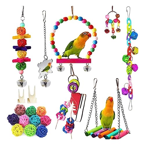 Duyeuau Vogelschaukel, Papageien Käfig Spielzeug, Schaukel Set Holzleiter Training für kleine Größe Vögel Papageien Spielständer Duyeuau Vogelschaukel, Papageien Käfig Spielzeug, Schaukel Set Holzleiter Training für kleine Größe Vögel Papageien Spielständer von Duyeuau