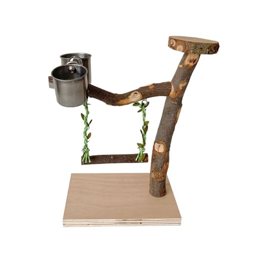 Duyeuau Vogelschaukel, Papageienkäfigspielzeug, Holzschaukel Sitzstange Tablett Fütterungstassen Training für kleine Vogel Duyeuau Vogelschaukel, Papageienkäfigspielzeug, Holzschaukel Sitzstange Tablett Fütterungstassen Training für kleine Vogel von Duyeuau