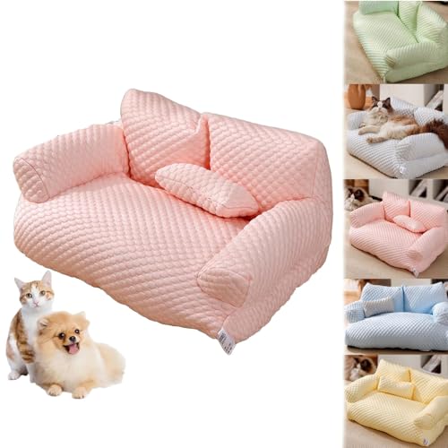 Duyifan Ice Silk Cooling Pet Bed Breathable Washable Sofa Bed, Funny Anti-Slip Cooling Pad for Cats and Dogs, Summer Sleeping Cool Ice Silk Bed for Small Dogs (XL,Pink) von Duyifan