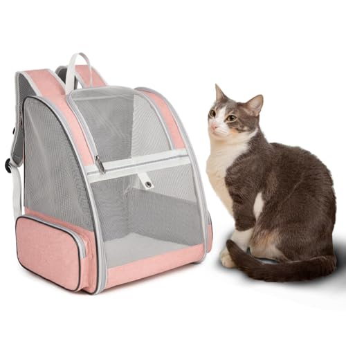 DuzLink Katze Hund Carrier Rucksack, tragbare atmungsaktive Rucksack, 15 x 12,6 x 16,54 in Frontöffnung Mesh Fenster Rucksack für das Tragen von Hunden bis zu 5KG Katzen bis zu 7KG von DuzLink