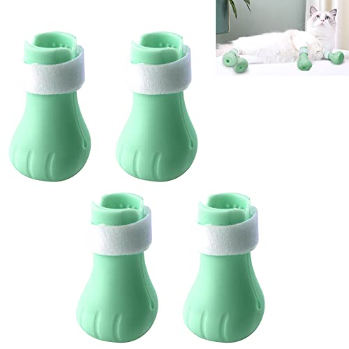 DuzLink Silikon Katzenschuhe, 4 Stücke Silikon Katze Anti-Scratch Stiefel Einstellbar Pet Bade Fuß Abdeckung zum Baden, Pflegen, Trimmen, Fütterungsmedizin von DuzLink