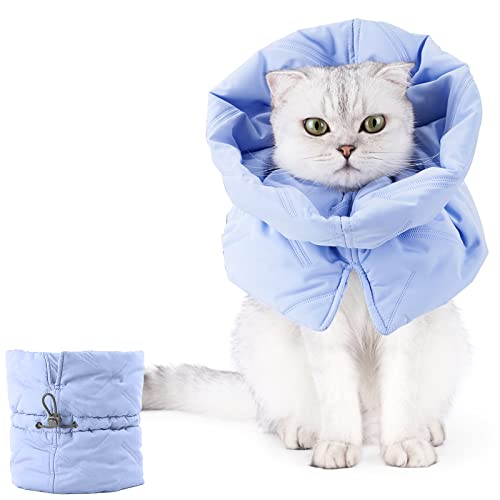 Katze Schutzkragen Soft Cat Elizabeth Collar, Einstellbarer Haustiere Schutzkragen, Halskrause Katze Wiederherstellung Halsband für Infektionen, Kratzern, Postoperativer Genesung (Hellblau+M) von DuzLink