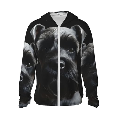 Black Schnauzer Hund Sonnenschutz Hoodie Jacke Full Zip Langarm Sonnenshirt mit Taschen für Outdoor, Schwarz, M von Dwrepo