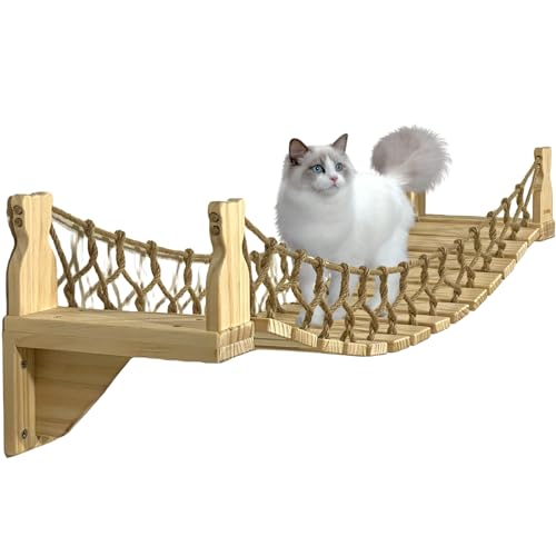 Dxmnoly Katzen Wandregale, Möbel Katzenbrücke Wandhalterung Katzenstange Holz Hängematte Baum Katze Kletterer Wolke Regal Board Katzen Bett von Dxmnoly