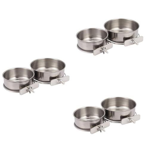 Dxoniislh 6 Pack Papagei Futter Tassen mit Klemme Edelstahl Futter NäPfe Dish Feeder für Nymphensittich, Conure, Wellensittiche, Sittich Papagei, Ara, Kleintier von Dxoniislh