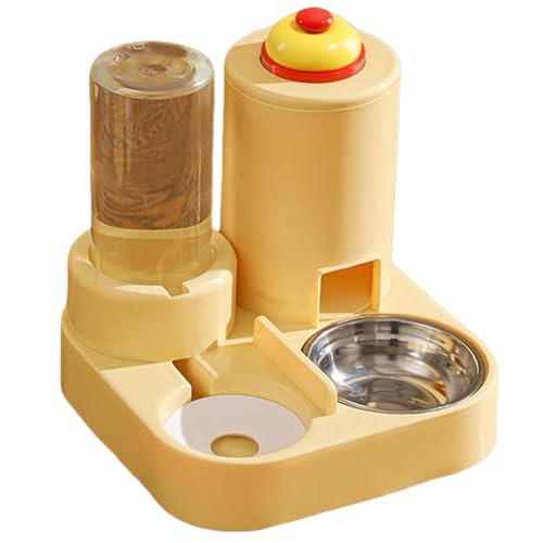 Cat Bowl with Water Dispenser, Pet Feeding Bowls with Automatic Water Bottle, Automatic Pet Waterer, Pet Feeder and Waterer Set, Small Dog Cat Feeding Bowls, Feeder Dish with Bell von Dybnuhoc