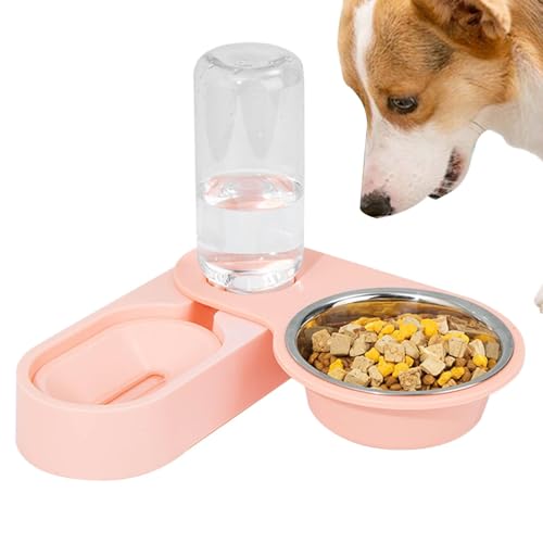 Cat Feeder and Water Dispenser, 2-in-1 Pet Bowl, Rotatable Pet Bowl, Stainless Steel Pet Bowl, Non-Slip Cat Feeder, Automatic Feeders for Cats, Portable Pet Water Dispenser, Function Pet Bowl, Do von Dybnuhoc