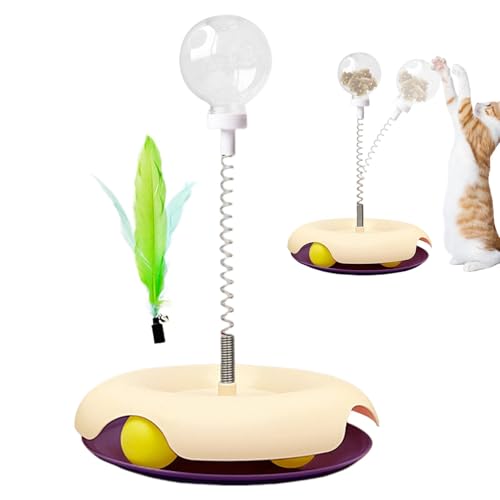 Dybnuhoc Cat Treat Toy, Treat Puzzles for Indoor Cats, Multifunctional Cat Treat Dispenser Toy, Interactive Ball Cat Puzzle Feeder, Feather Toy for Indoor Cats, Fun Feeding Challenge for Cats von Dybnuhoc