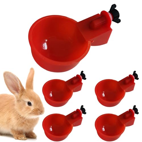 Dybnuhoc Chicken Cup Waterer - 5 Stück Wasserbecher Automatischer Wasserbecher - Wasserspender für Hühner, geeignet für Küken, Enten, Truthahn und Hasen, Geflügel-Wasserspender-Kit von Dybnuhoc