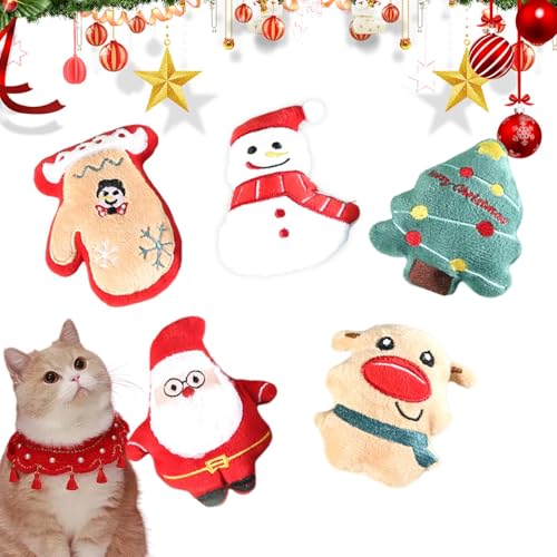 Dybnuhoc Christmas Cat Toys, Interactive Plush Cat Toys, Festive Kitten Toys, Funny Pet Chewing Toy, Indoor Cat Entertainment, Holiday Cat Playthings, Plush Pet Toys for Cats von Dybnuhoc