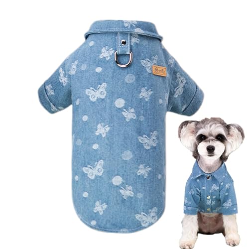 Dybnuhoc Kleines Hundeshirt,Jeanshemden für kleine Hunde | Weiche Haustierkleidung, süße Hundekleidung, bequeme Welpenkleidung für Welpen, Haustiere, ganzjährig von Dybnuhoc