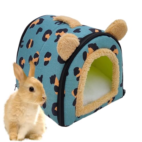 Dybnuhoc Warm Ferret Bed for Cage - Plush Bunny Bed for Small Animals, Winter Pet Nest for Sugar Gliders, Hamsters, Hedgehogs, and Bunnies, Soft and Comfortable Sleeping Bed, Green, Blue and Red von Dybnuhoc