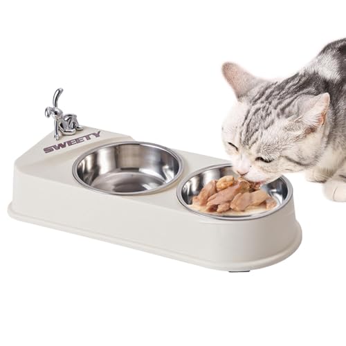 Stainless Steel Dog Bowls, Double Cat Non-Slip Pet Bowl, Non-Slip Pet Feeding Station, Dog Feeding Bowls, Small Pet Bowls, Puppy Food and Water Bowls, Cat Feeding Bowls, Easy to Clean Pet Bowl von Dybnuhoc