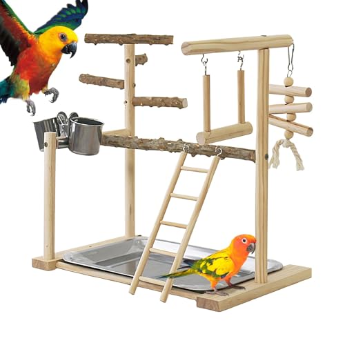 Vogelspielplatz, Schaukelkauspielzeug, Vogelsitzstangen, Übungsspielhalle, Vogelspielzeug Für Nymphensittiche, Sittichvogelspielplatz, Vogelspielhalle Mit Tablett, Vogelkauspielzeug, Nymphensittichübu von Dybnuhoc