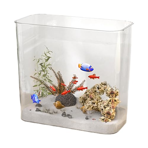 Dyeulget Anfänger-Aquarium, kleines Aquarium, Desktop-Aquarium Betta Aquarium, Leichter Fischaquariumtank, dekorativer Landschaftsschildkrötentank für die Desktop-Dekoration von Dyeulget