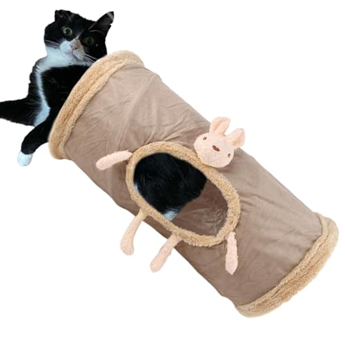 Dyeulget Großes Katzentunnelbett – Indoor Pet Play Tunnel Tube mit Gucklöchern | Weiches Fleece Frabic Indoor Katzenspielzeug Spielröhre für Kaninchen, Kätzchen, Frettchen, Welpen von Dyeulget