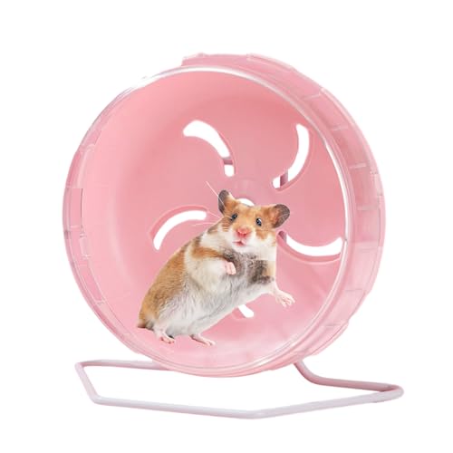 Dyeulget Hamsterrad, leises Hamsterrad, Spinner-Übungsrad, verstellbarer Ständer, leises Hamsterrad für Hamster, Rennmäuse, Mäuse, Kleintiere (? 14 cm, Rosa) von Dyeulget