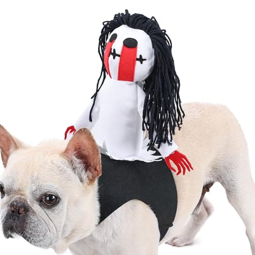 Dyeulget Hunde-Geistersattel-Kostüm, Halloween-Cosplay-Kostüm, Geistersattel-Kostüme, stilvolles und lustiges Haustier-Geisterreitoutfit für festliche Halloween-Feier von Dyeulget