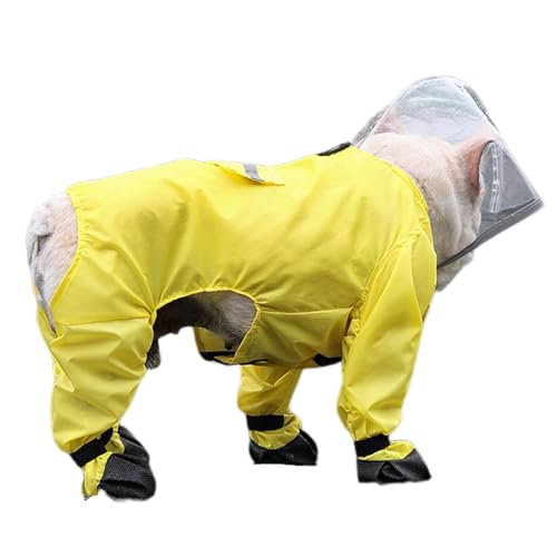 Dyeulget Hunde-Regenmantel, reflektierender Dackel-Regenmantel, wasserdichter Regenponcho – Hundejacke, winddicht, transparente Kapuze, Hunde-Regenmäntel für mittelgroße und große Hunde von Dyeulget