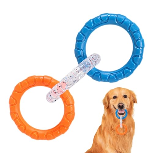 Dyeulget Hundezerrspielzeug, Hundespielzeugring - Hundespielzeug für den Außenbereich - Unzerstörbare Ringe, Hunde-Trainingsgerät, interaktive 3 Ringe, zahnfestes, bissfestes Zwingen-Hundespielzeug von Dyeulget