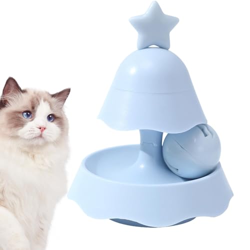 Dyeulget Katzen-Drehteller-Spielzeug, Katzenturm-Rollerspielzeug,Katzen-Teaser-Spielzeug, Weihnachtsbaum-Rollenspielzeug - 2 Schichten Catnip Toys Interaktive Drehteller-Rollerbälle für Haustiere von Dyeulget