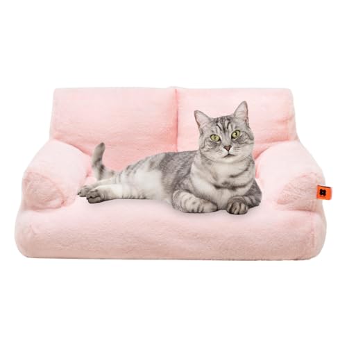 Dyeulget Katzenbett Sofa, waschbares Haustiersofa, warmes Katzenbett, abnehmbares Plüsch-Welpenbett, Haustierbett mit rutschfester Unterseite für kleine, mittelgroße Hunde und Katzen von Dyeulget