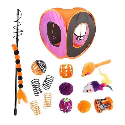 Dyeulget Kitten Starter Kit Bundle, Interaktives Katzenspielzeug - Süßes interaktives Katzenspielzeug-Set | Niedliches interaktives Katzenwürfel-Spielzeugset, Halloween-Kätzchenzubehör, von Dyeulget