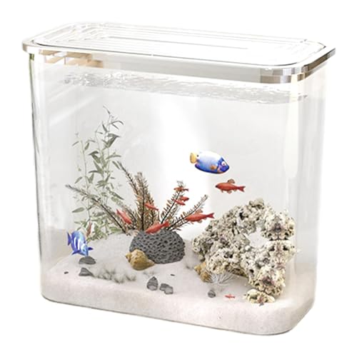 Dyeulget Kleines Aquarium, Aquarium für Kampffische | Desktop-Aquarium Betta Aquarium - Leichter Fischaquariumtank, dekorativer Landschaftsschildkrötentank für die Desktop-Dekoration von Dyeulget