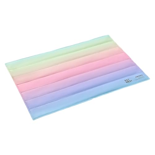 Dyeulget Kühlmatte für Hunde | Haustier-Katzen Regenbogenmatte Kühlkissen faltbar | Haustier Indoor Outdoor Bettwäsche für Sommer Tiefschlaf für Wohnzimmer, Balkon, Auto von Dyeulget