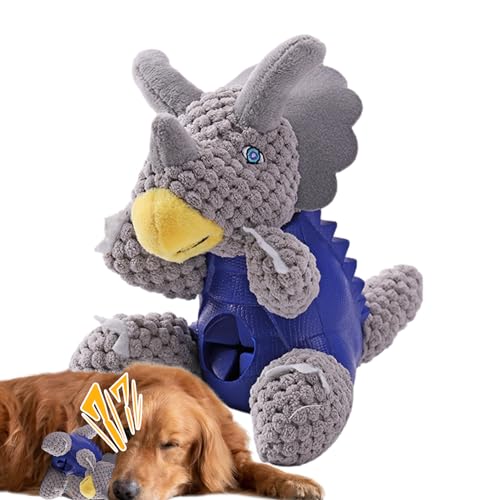 Dyeulget Plüsch-Hundespielzeug, Triceratops-Sound-Spielzeug – weiches Haustierspielzeug zum Entspannen, Füttern, Spielen, süßes Leckerli-Spielzeug für aggressive Kauer von Dyeulget