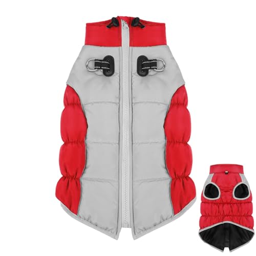 Dyeulget Schneejacke für Hunde – Hundejacke, warmer Hundemantel, wasserdicht, kaltes Wetter, Schneejacke mit reflektierenden Streifen für mittelgroße und große Hunde von Dyeulget