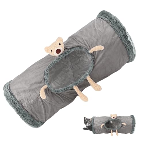 Dyeulget Tunnelbett für Katzen – Indoor Pet Play Tunnels Tube mit Gucklöchern | Weiches Fleece Frabic Indoor Katzenspielzeug Spielröhre für Kaninchen, Kätzchen, Frettchen, Welpen von Dyeulget