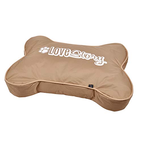 Dynamic24 Design Hunde Matte Knochen 100x70 wasserdicht Kissen Hunde Katzen Bett Schlafplatz Taupe braun von Dynamic24