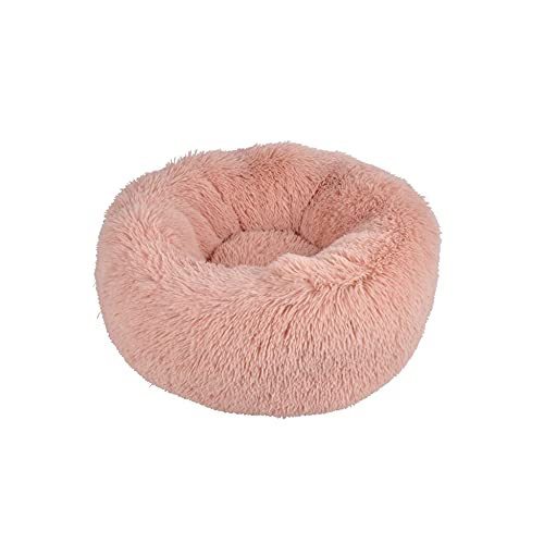 Dynamic24 Hundebett 55cm Rund Hundekissen flauschig aus Plüsch Hundebetten Donut Hundesofa Katzenbett Hundekorb Waschbar für Hunde Katze Haustier (Rosa) von Dynamic24